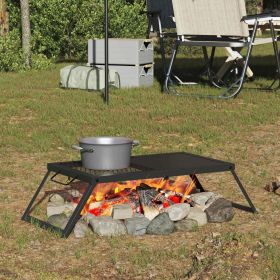Foldable Camping Grill Folding Black 12.40 x 10.43 x 1.57 in
