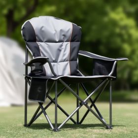 Oversized Camping Folding Chair Heavy Duty 500lbs Capacity, Cup Holder & Cooler Bag, Portable for Outdoor(Blue Gray/Black Gray)