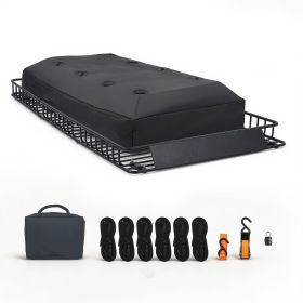 Roof Rack Cargo Basket, 90 x 50 x 6 in, Heavy Duty Roof Top Carrier Basket with Waterproof Rooftop Bag, Ratchet Straps, 250 lbs Capacity