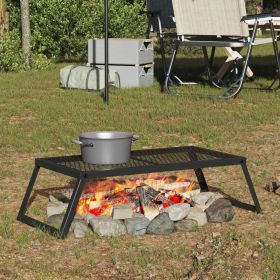 Foldable Camping Grill Folding Black 22.83 x 12.20 x 0.79 in