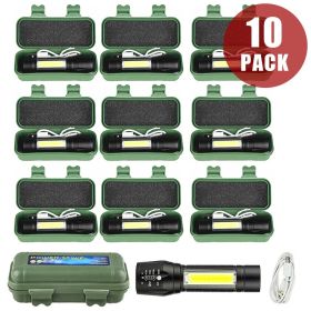 2Set USB Rechargeable COB LED Flashlight Zoomable Torch Light Lamp Camping Portable (Quantity: 10 sets)